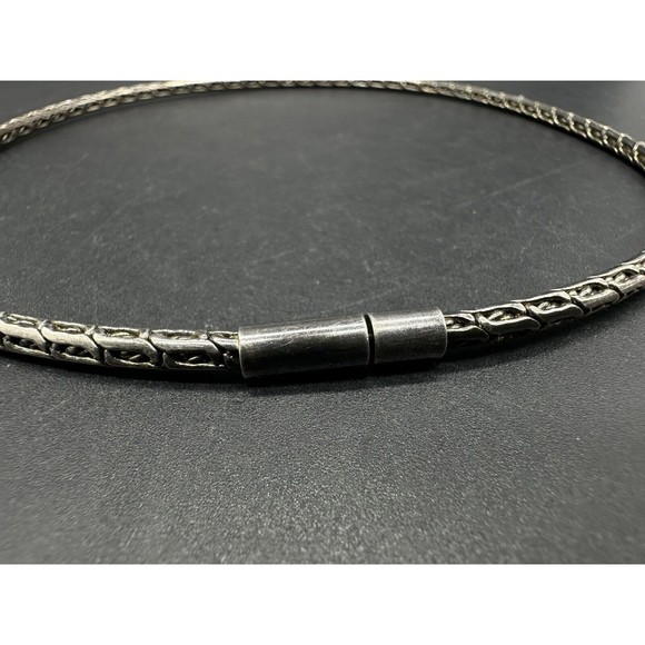 Vtge 16” Textured Ethnic Link Chain Abstract Bar Design Choker Necklace 925 34Gs - Picture 5 of 8